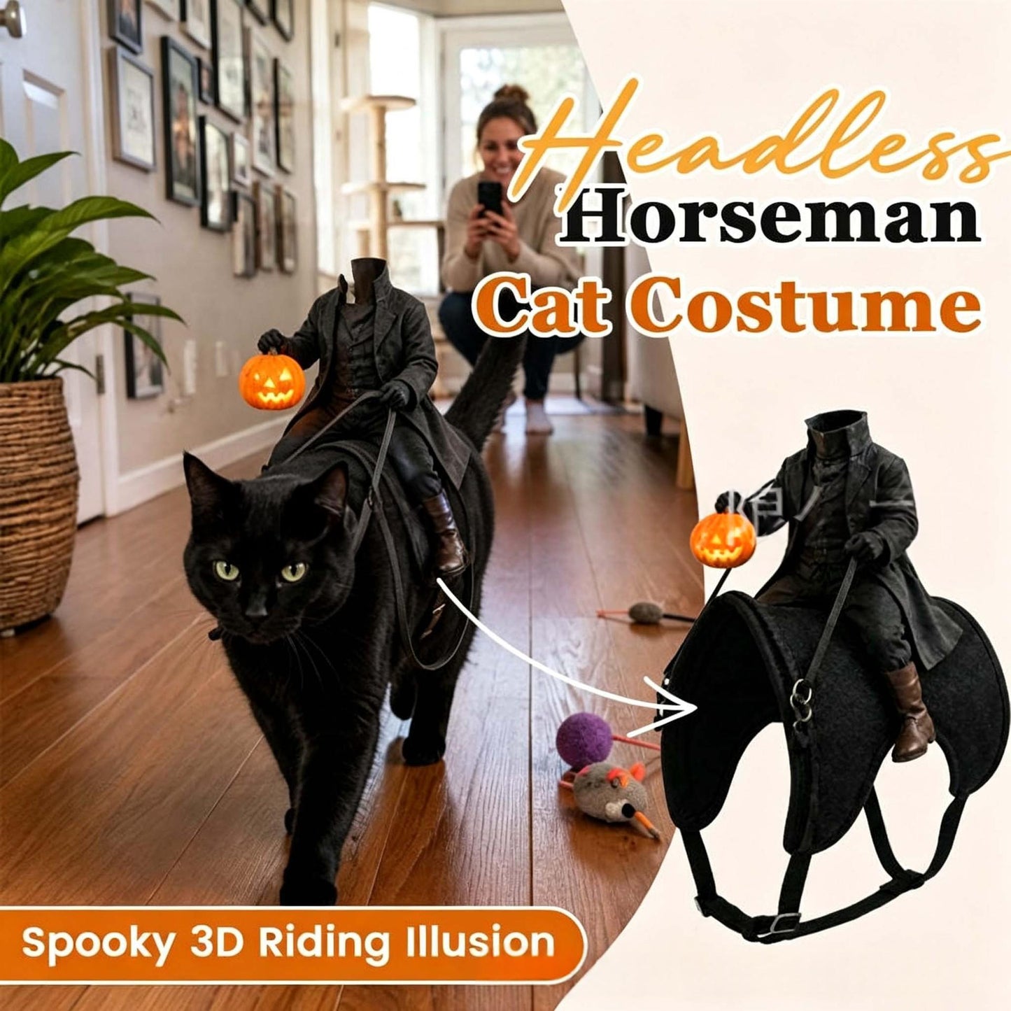 Halloween Headless Horseman Cat Costume