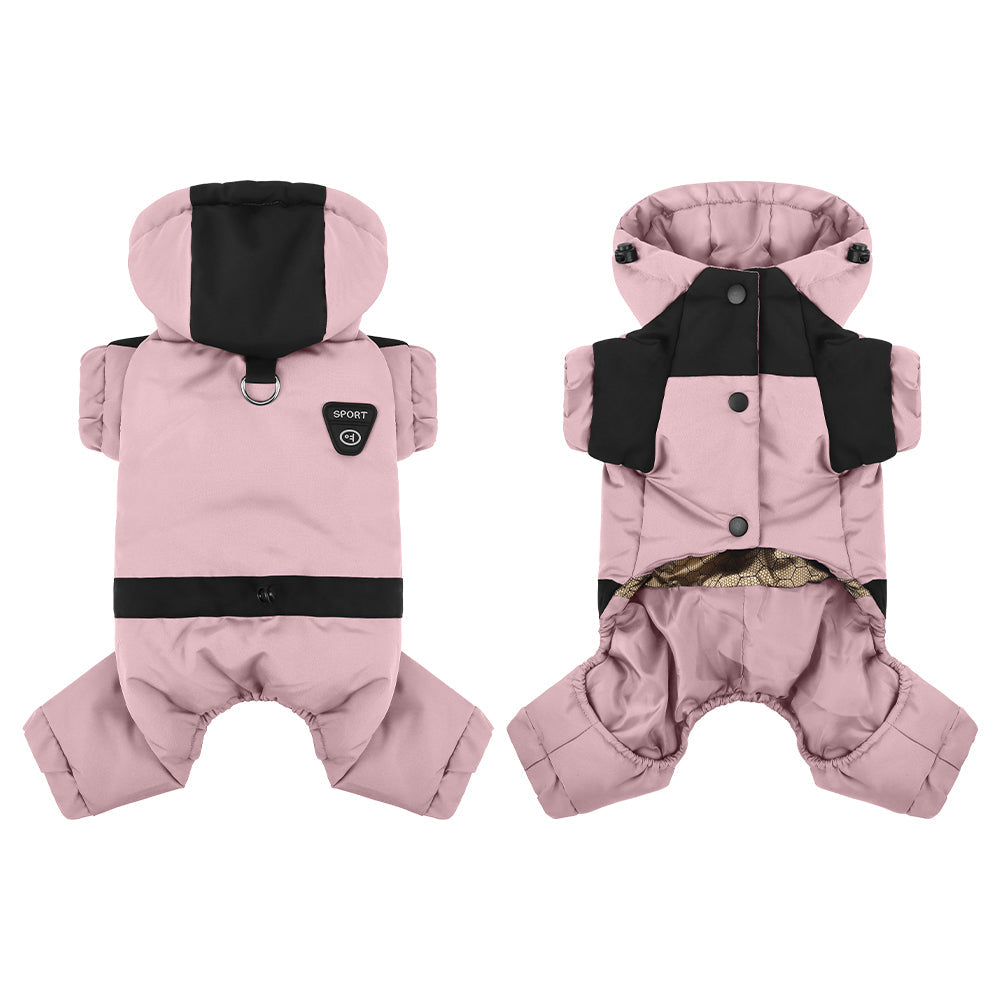 Water Resistant Dog Winter Coat, Graphene Thermal Warm Four Legged Dog Snow Jacket Hooded Pet Cold Weather Snowsuit, Windproof Padded Dog Clothes For Small Medium Dogs