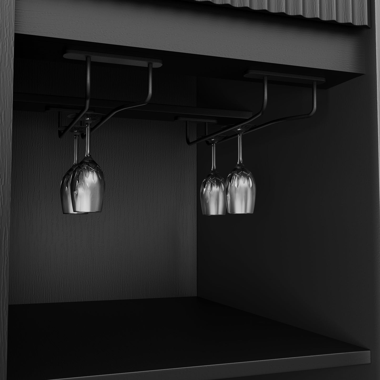 51.2" Modern Fluted Bar Cabinet with Fridge Compartment