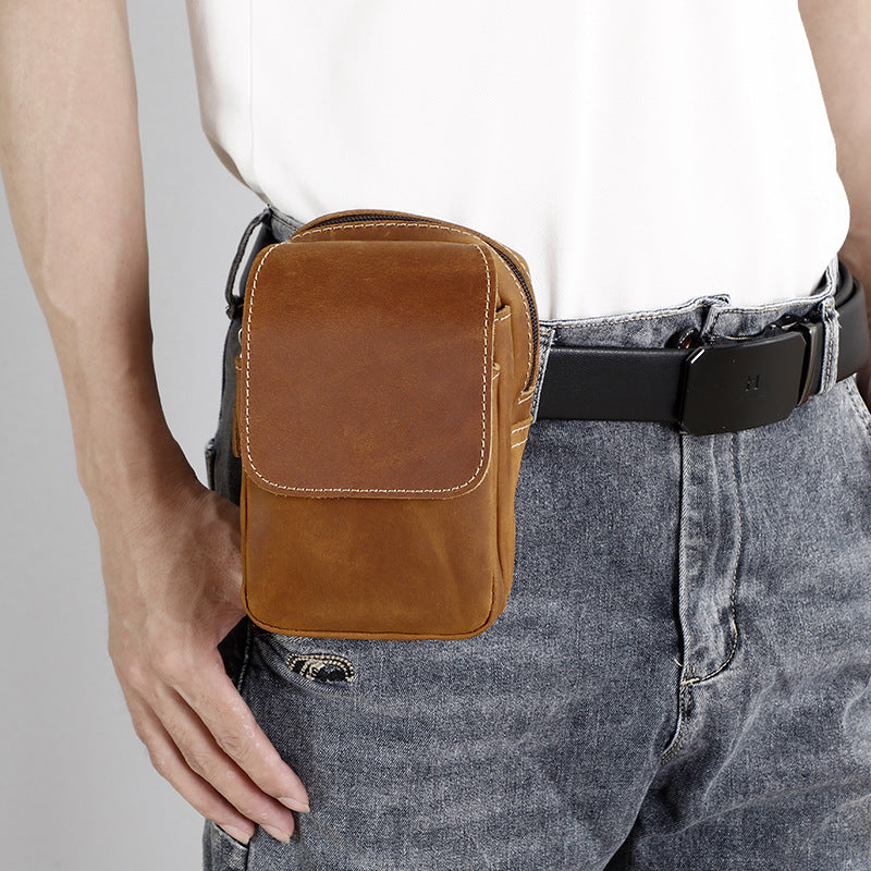Genuine Leather Mens Cowhide Durable Work Belt-Powered Bag