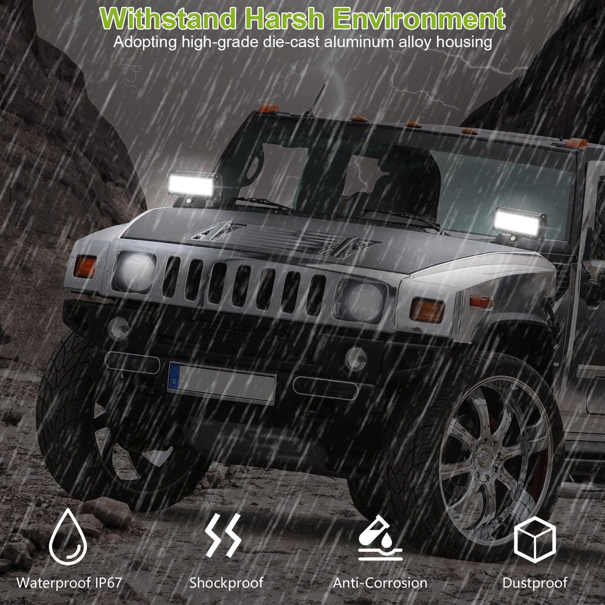 7" LED Light Bar 120W 12000LM LED Work Light Pods Offroad Driving Lights IP67 Waterproof Fog Light Spot Flood Beam for Jeep Trailer Truck Bus Boat