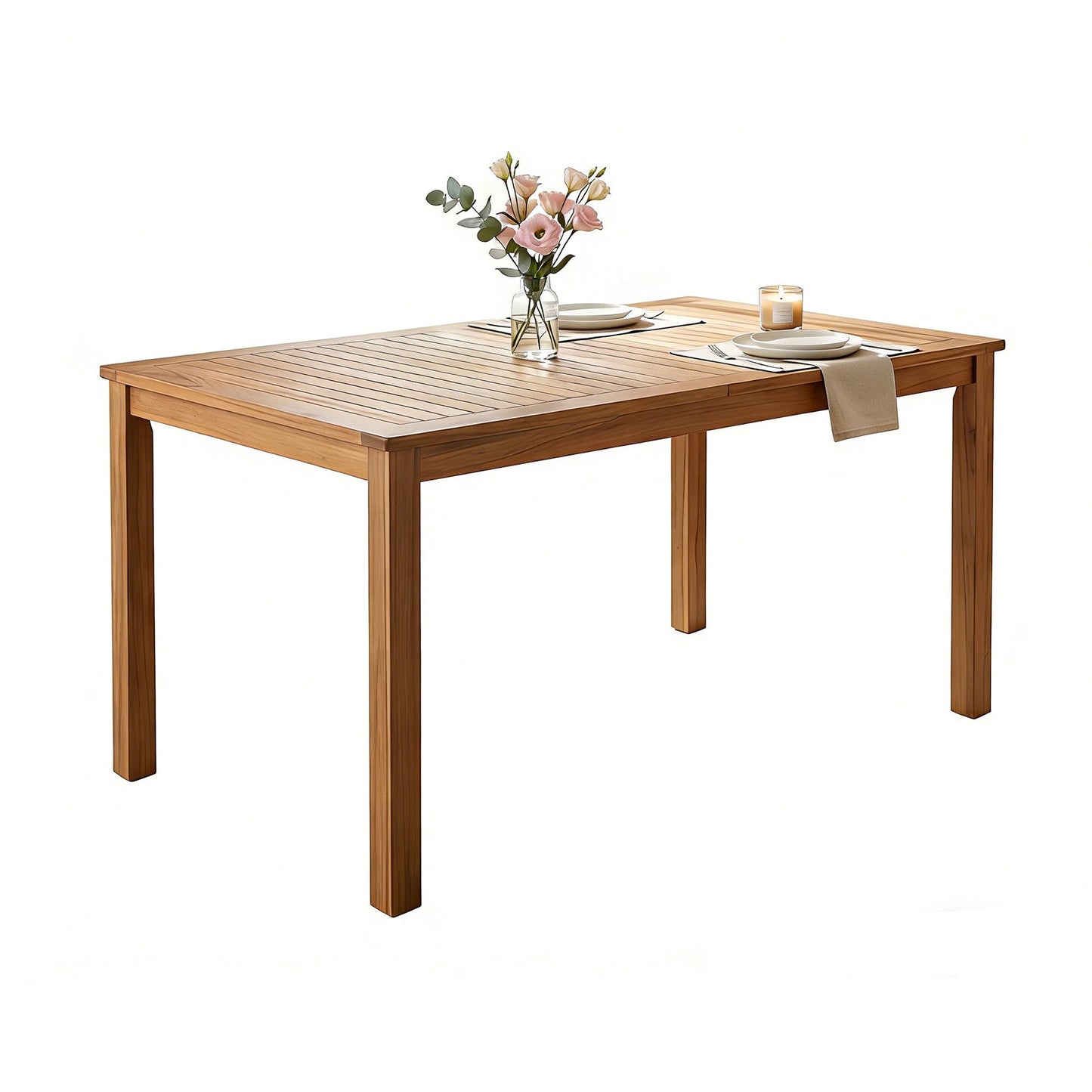 TOPMAX Patio Wooden Dining Table, 67"L Rectangular