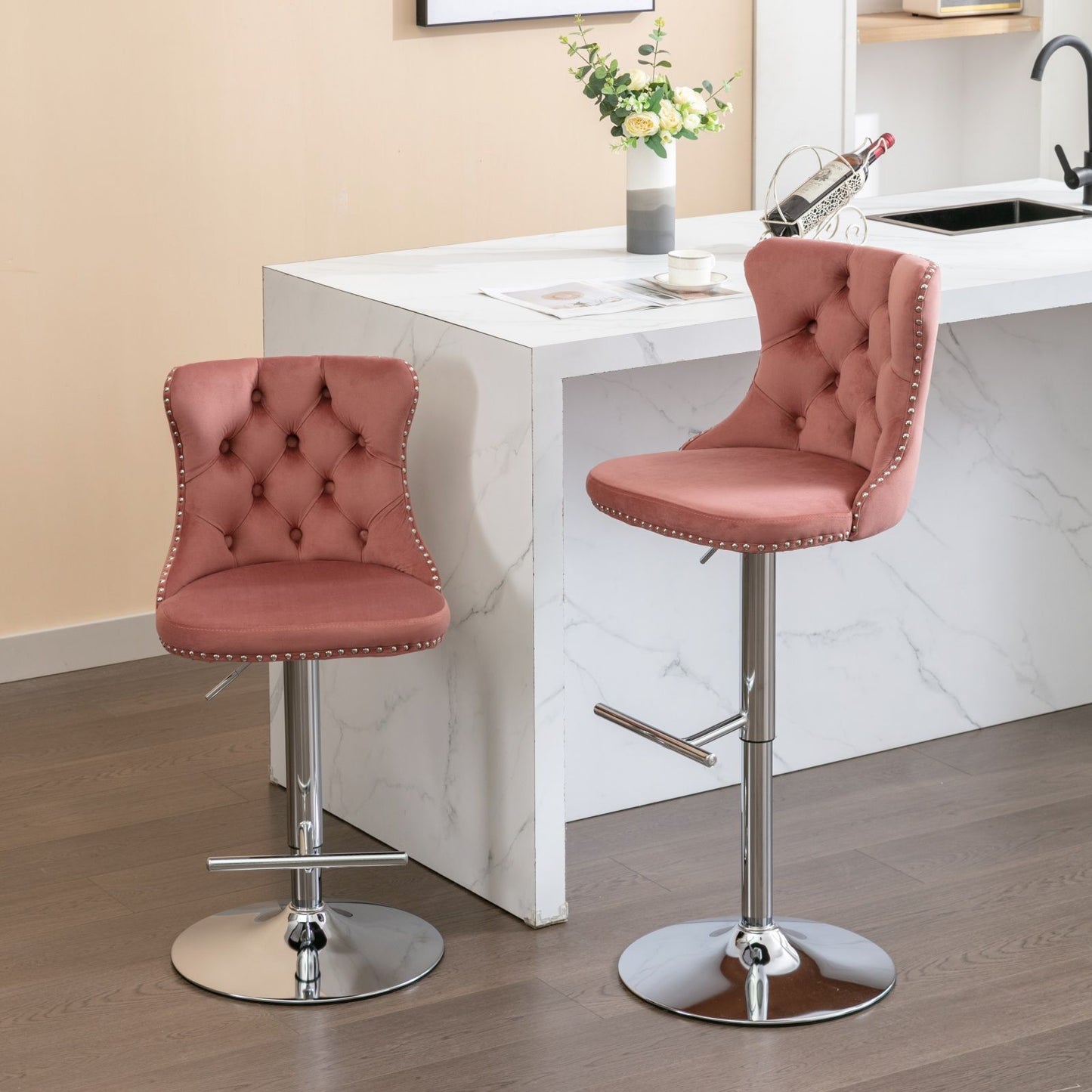 Swivel Adjustable Height Barstools Set of 2