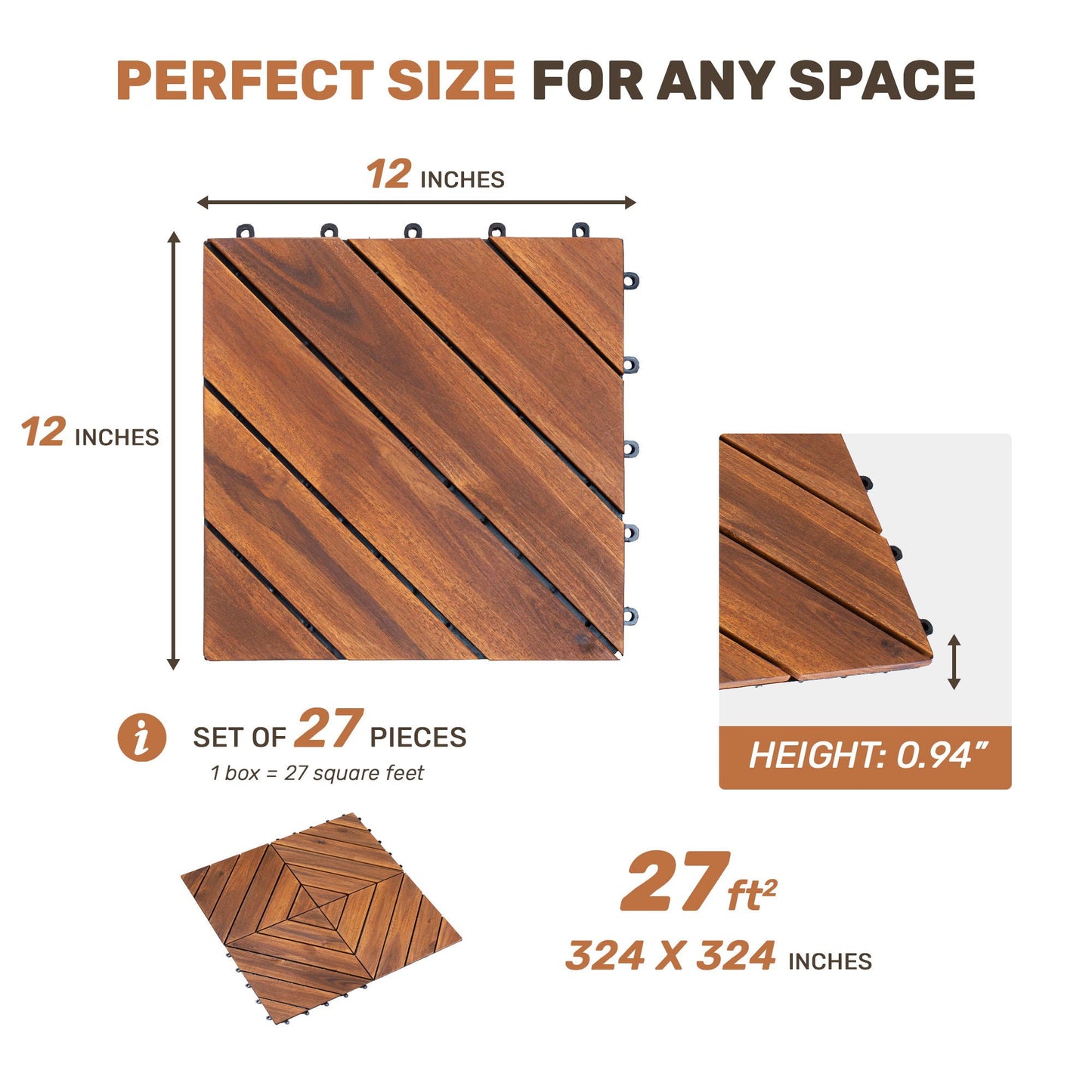 Interlocking Deck Tiles, Diagonal Pattern Outdoor Decking