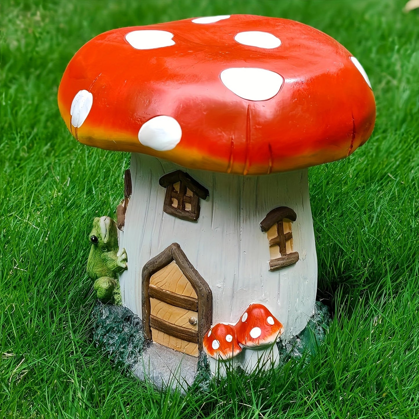 13.4" Mushroom House Garden Stool