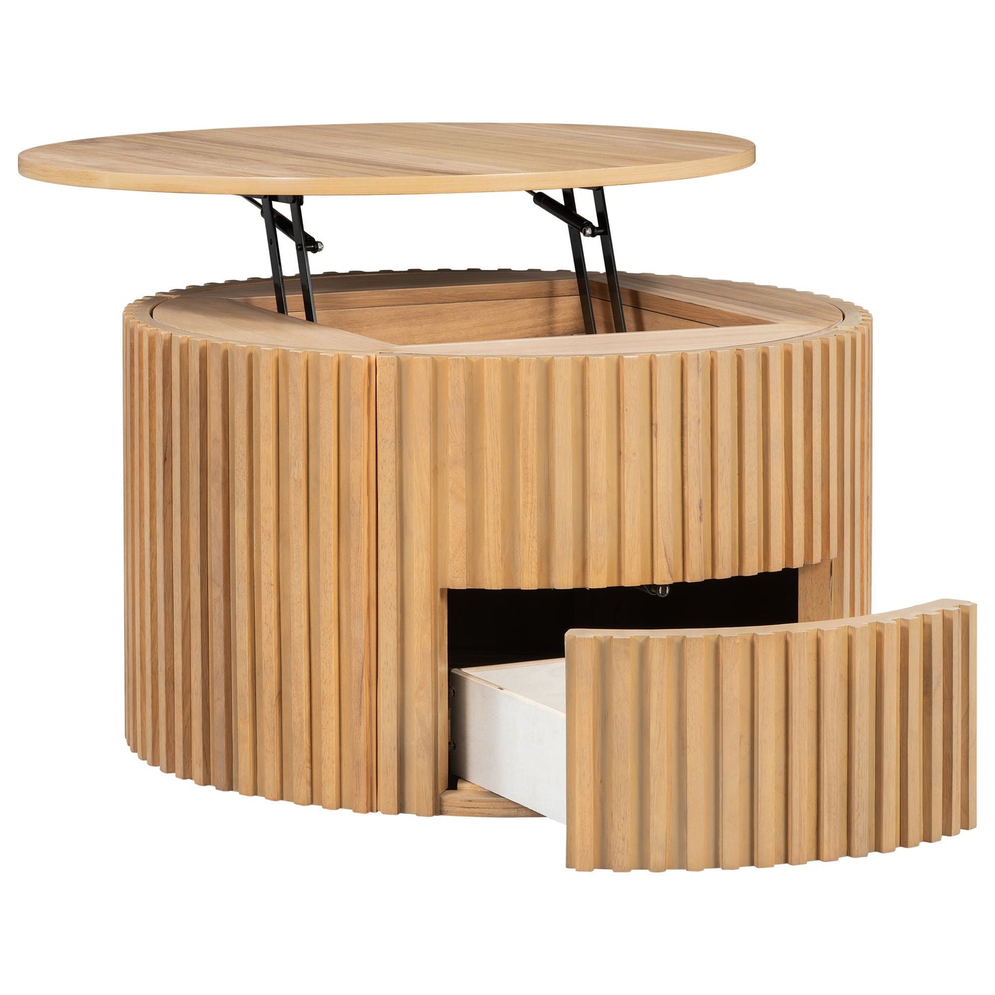 Round Lift Top Coffee Table With Hidden Storage For Living Room