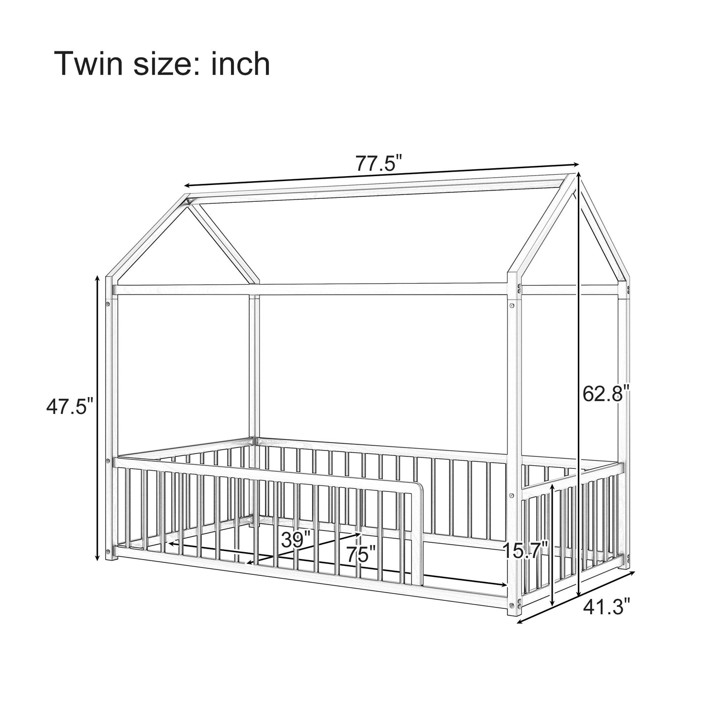 Montessori Floor Bed Frame With House Shape