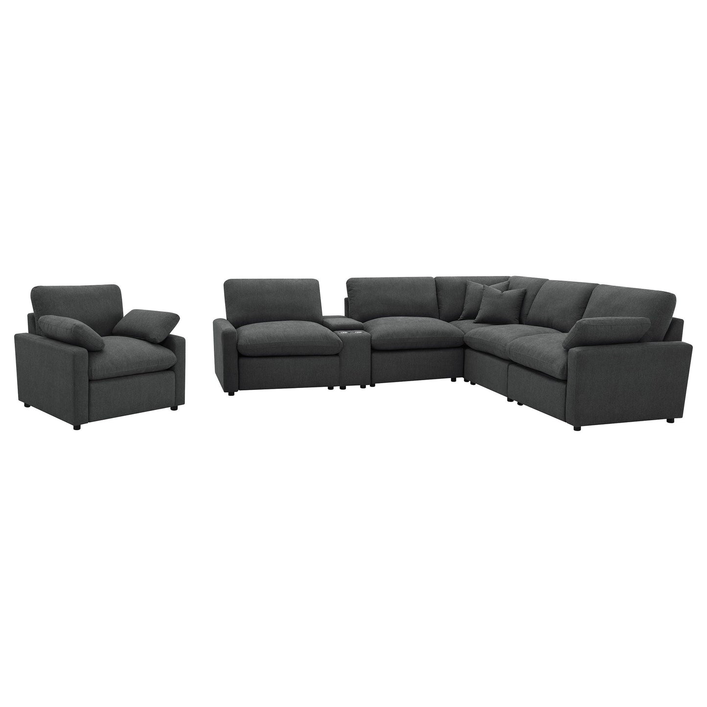 Hollander - 6 Piece Modular Power Reclining Sectional - Dark Gray
