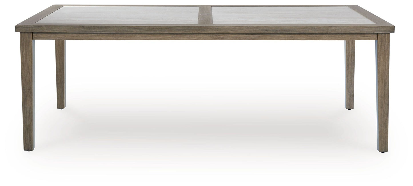 Rainier Ranch - Rectangle Dining Table With Umbrella Option - Brown / Beige