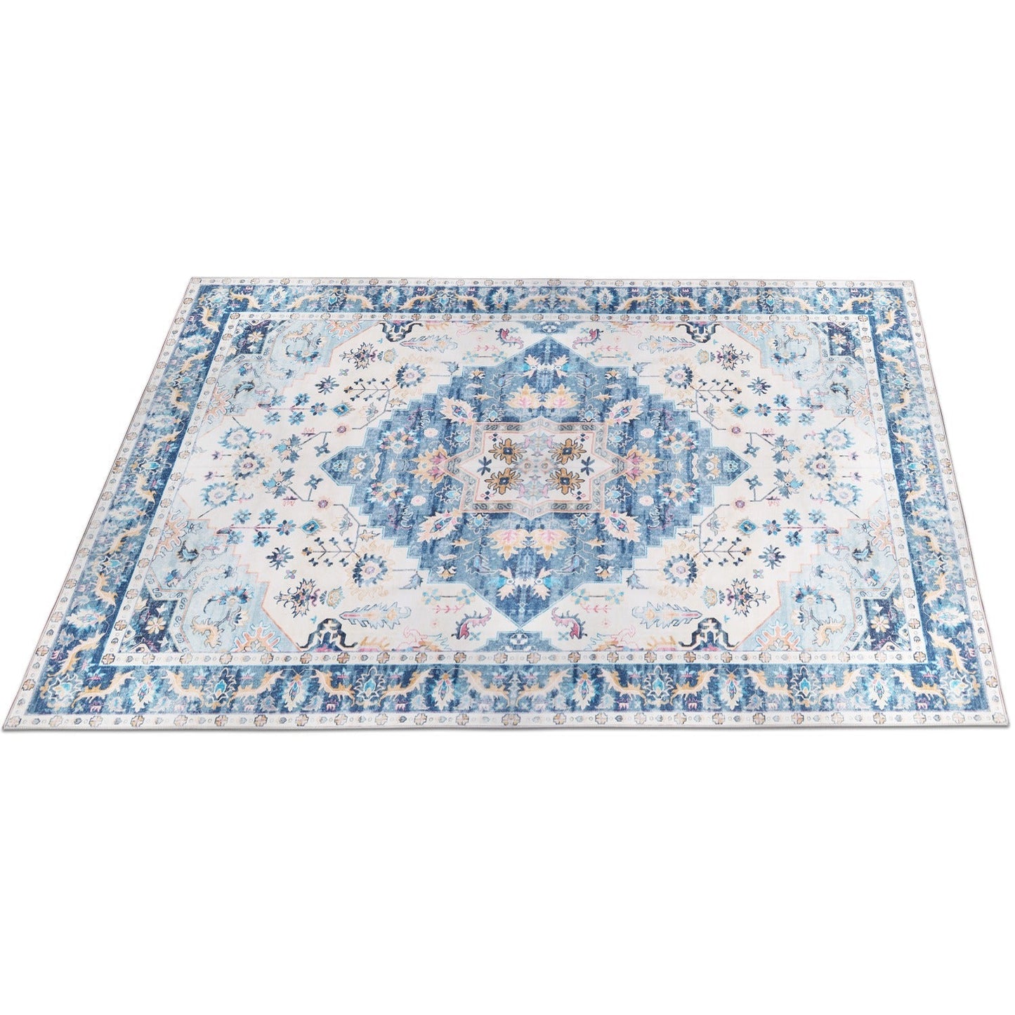 8x10FT VintageÊArea Rug Modern Non Slip Carpet Boho Low Pile Soft Rug Waterproof Machine Washable Rug for Living Room BedroomÊKitchen Dining Room Unde