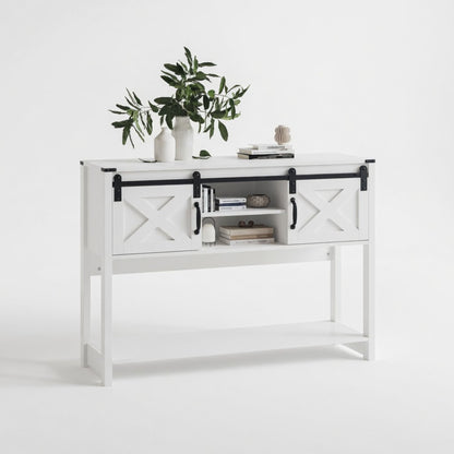 Farmhouse Entryway Table With Sliding Barn Door