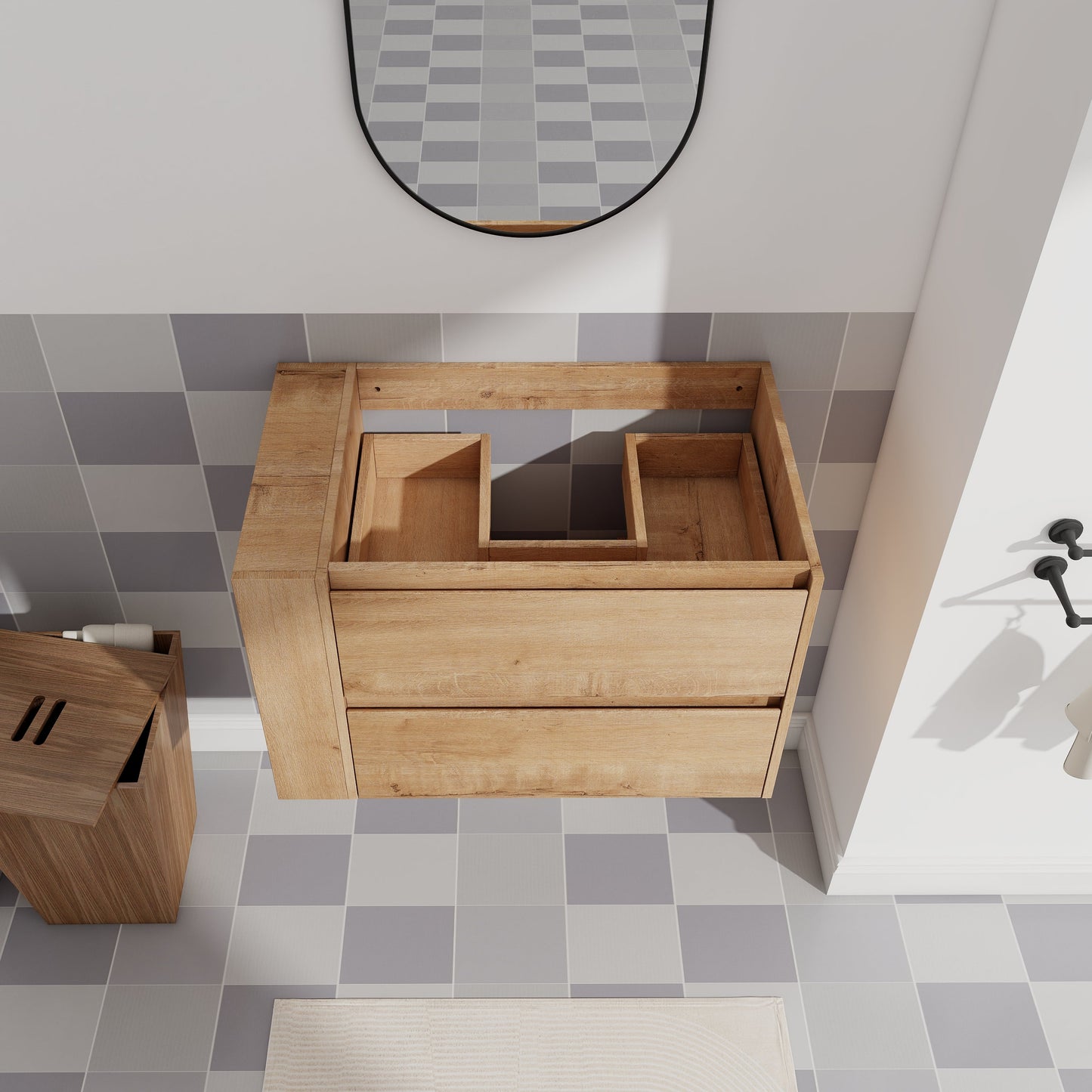 30" Wall Mount Bathroom Vanity with Soft Close Drawer (Without Basin)