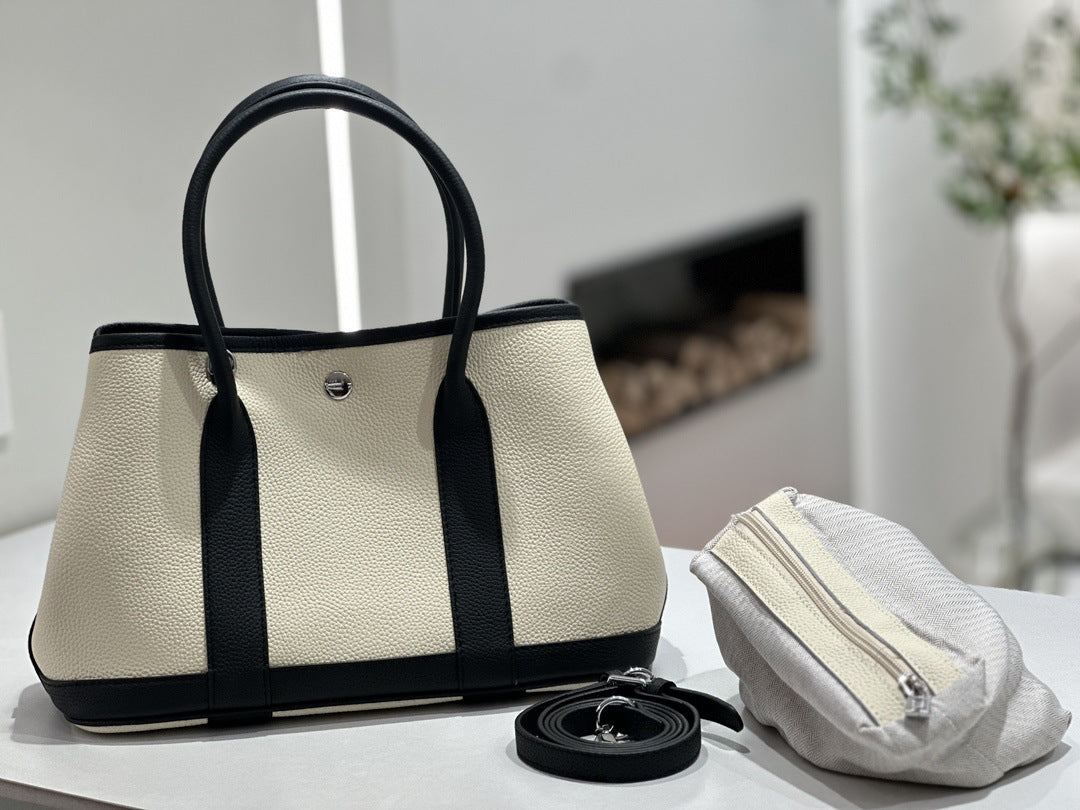 Foreign Trade Genuine Leather Women's Bag, Top Layer Cowhide Garden Bag 30cm, Genuine Leather Fashion Handbag, Large Capacity Commuter Tote Bag