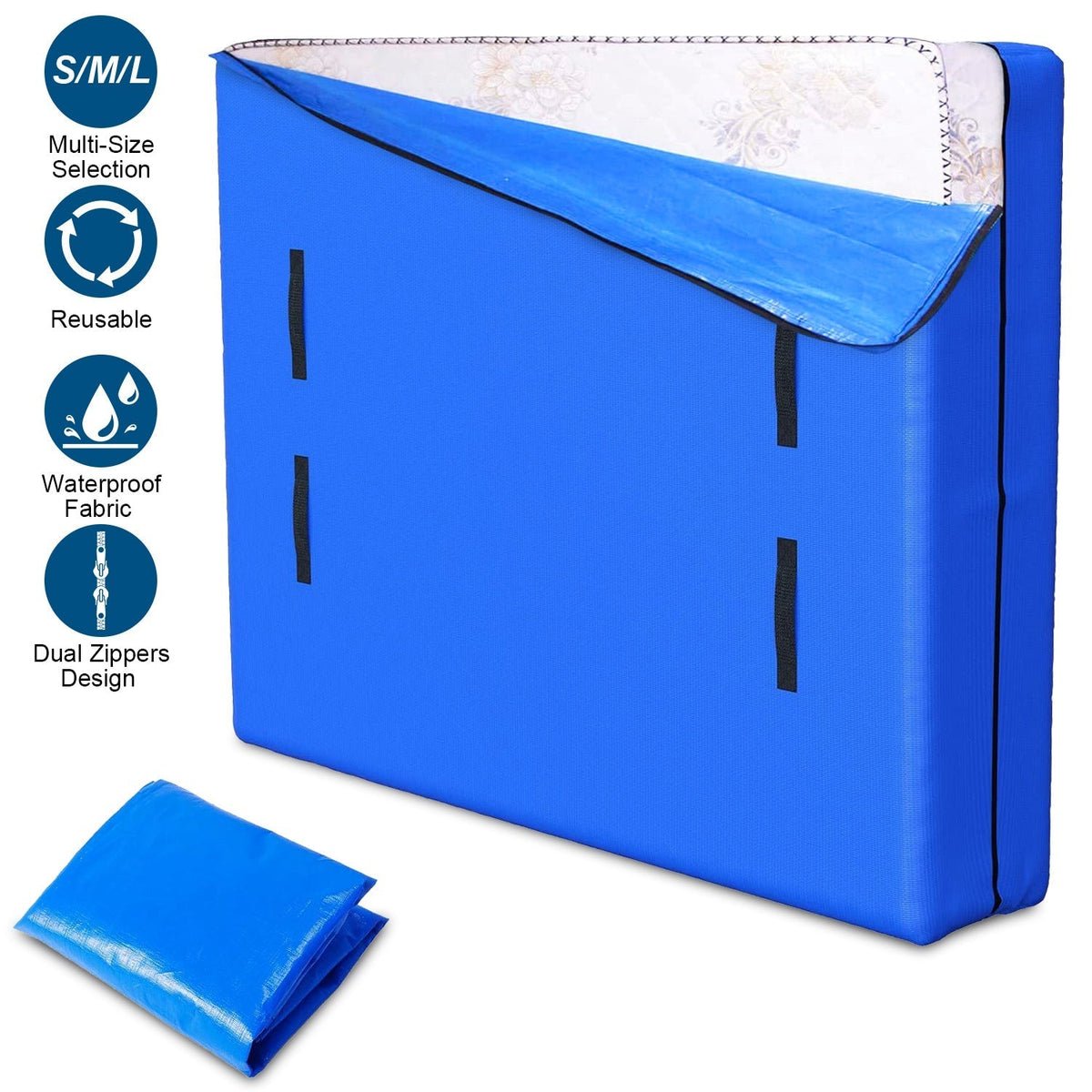 Reusable Mattress Bag for Moving Storage Waterproof Mattress Cover with Strong Wide Opening Zipper Strap Handles Mattress Protector Moving Supplies