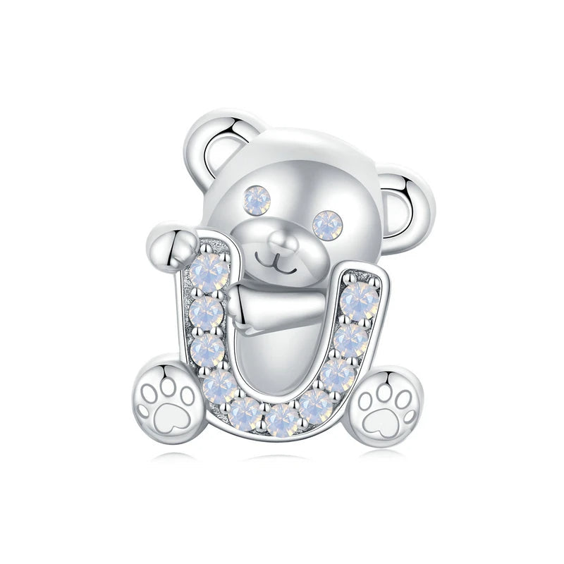 Valentine's Day Cute Bear Love Beaded S925 Sterling Silver Diy Scattered Beads Girlfriend's Accessories