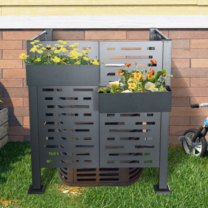 Air Conditioner Fence For Outdoor Units, Metal Privacy Fence Cover, Perfect To Conceal Air Conditioning Units, 3 Fence Panel