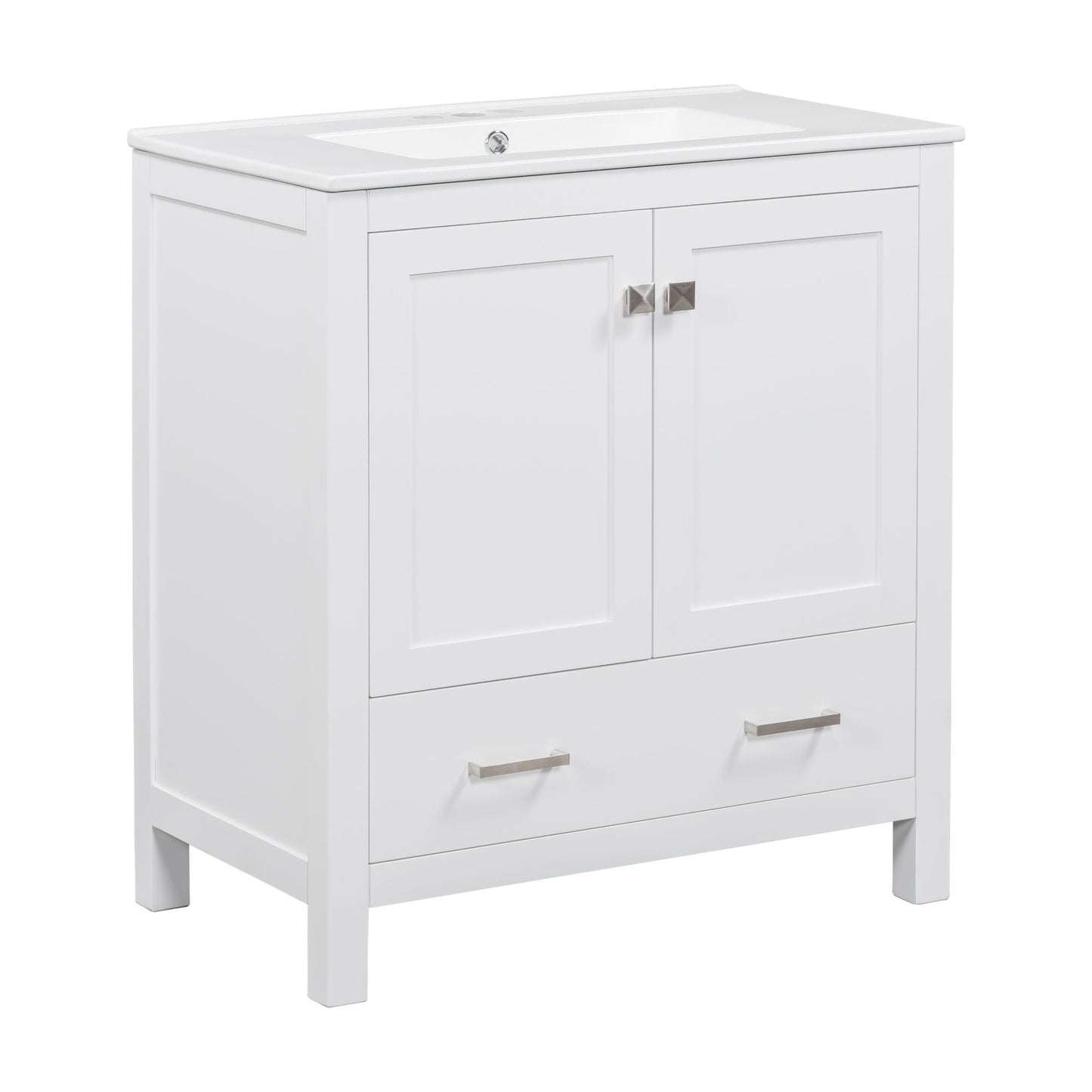 Bathroom Vanity With Single Sink, Combo Cabinet Undermount Sink, Bathroom Storage Cabinet With Two Doors And A Drawer, Soft Closing, Multifunctional Storage, Solid Wood Frame