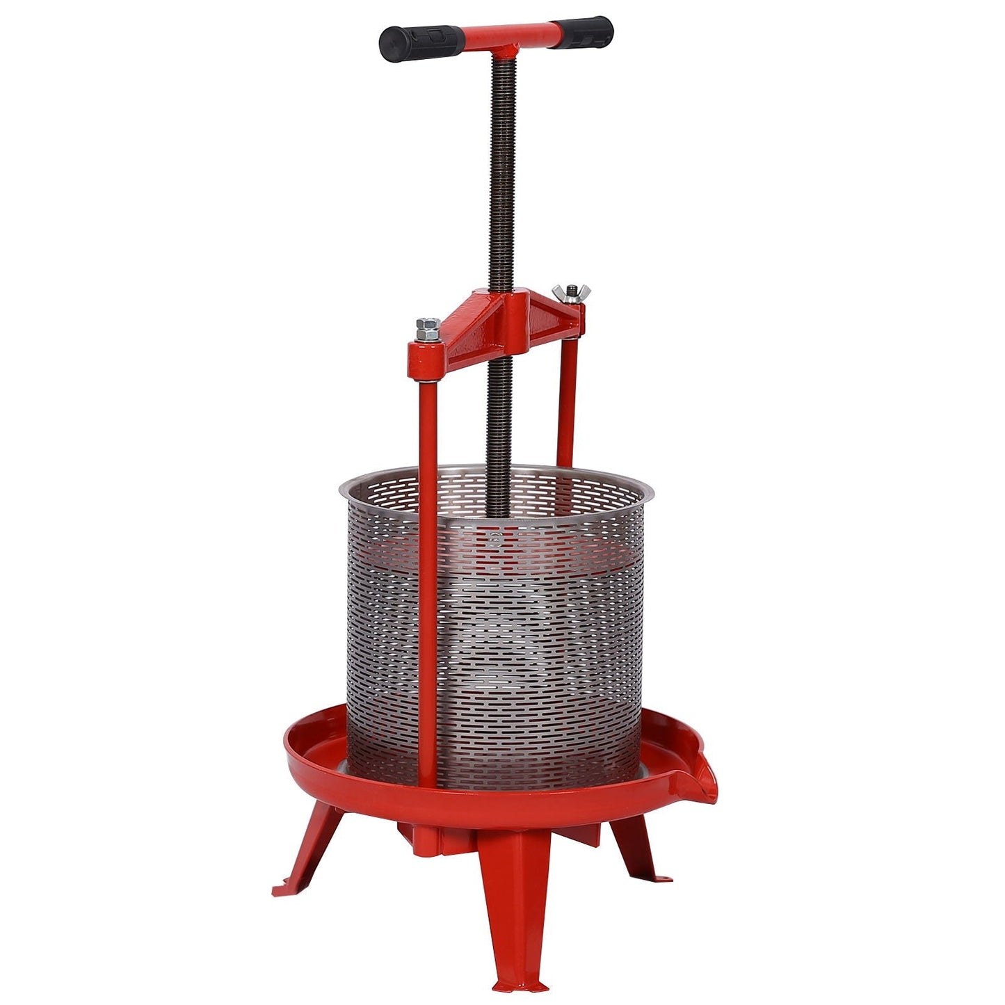 Fruit and Wine Press With T-Shaped Hand Shank, 3.69 Gallon / 14L - Red