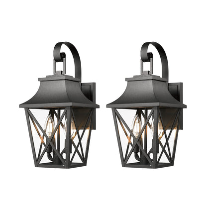 Black Outdoor Wall Lantern 2-Light