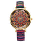 Round Floral Design, Multicolored, Versatile Casual Quartz Watch