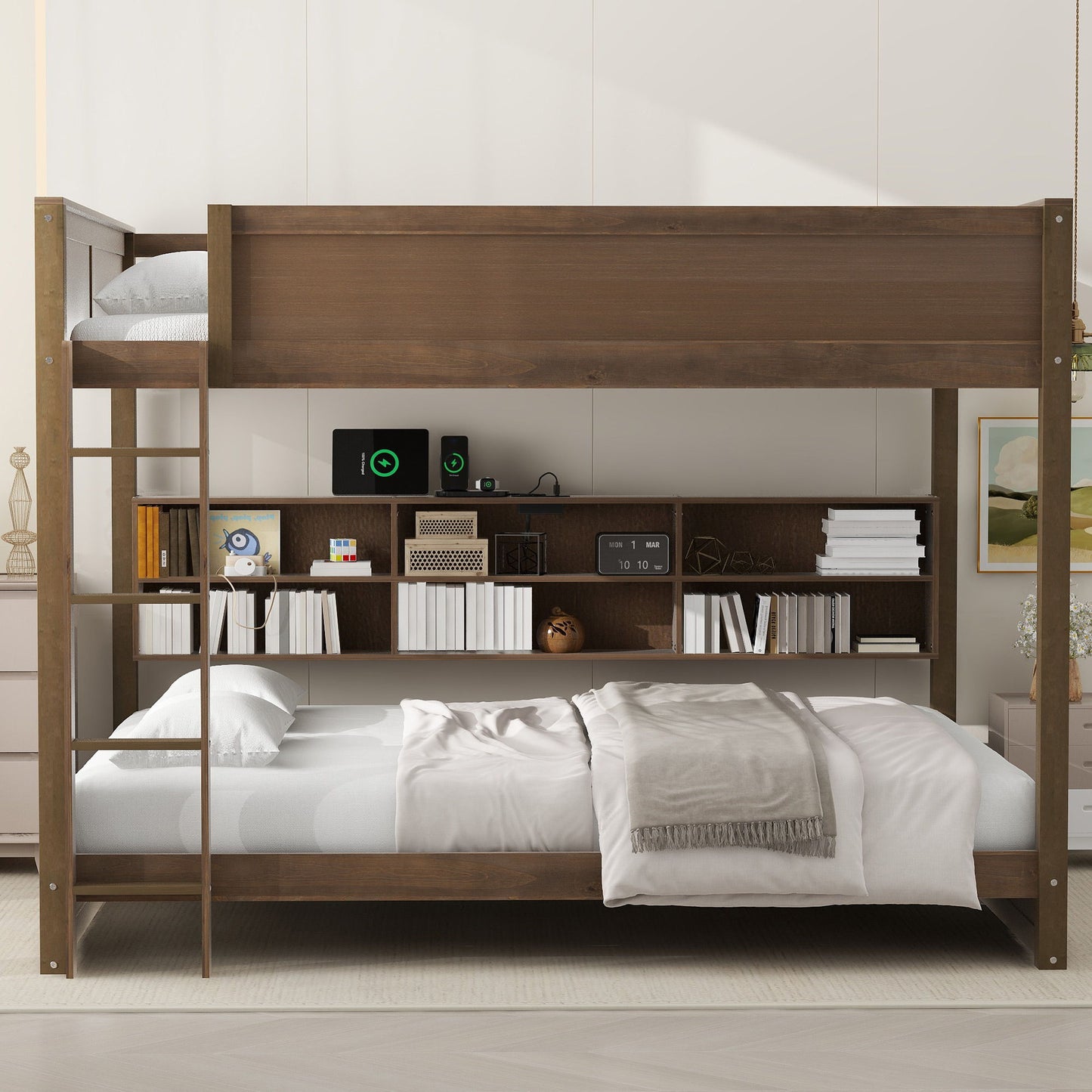 Bunk Bed With Storage Cabinets And USB Ports