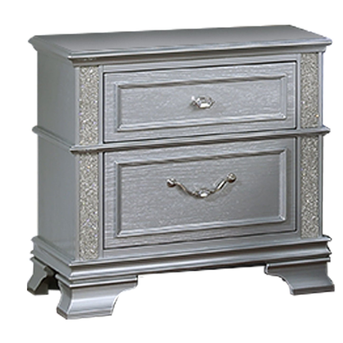 3 Piece Bedroom Set With Elegant Bed, 2 Nightstands