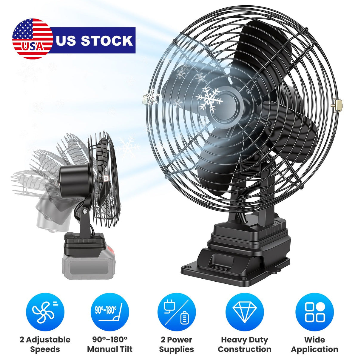 Portable Jobsite Fan 9" Compatible with Makita 21V Battery