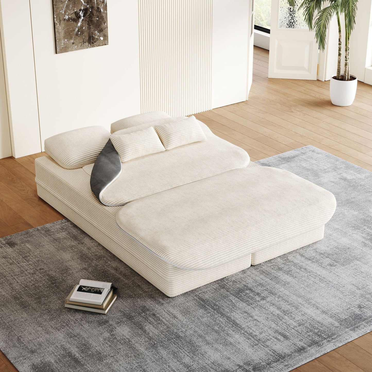 2 In 1 Foldable Sofa Bed With Multi Functional Blanket