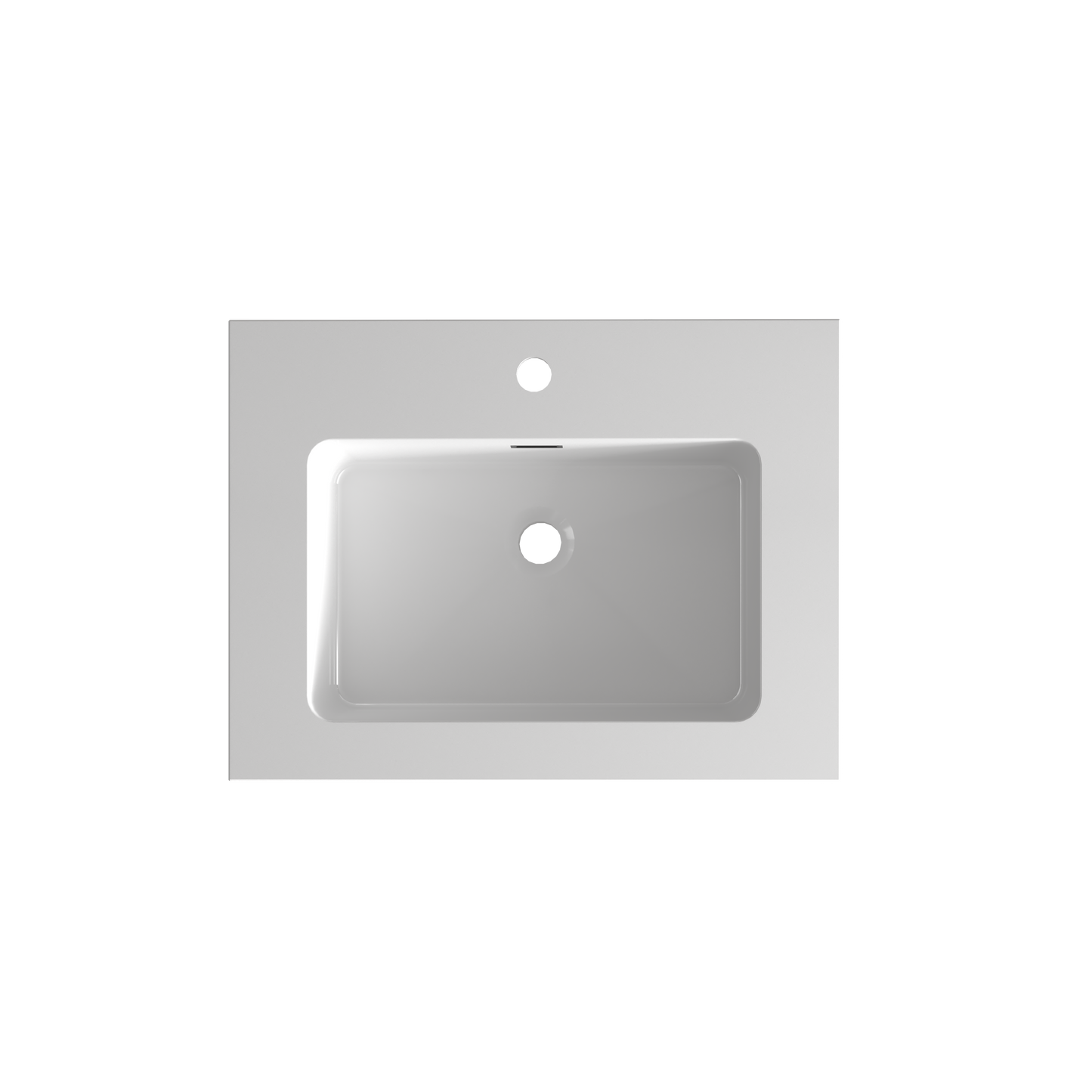 Glossy White Integrated Solid Surface Basin Without Drain & Faucet