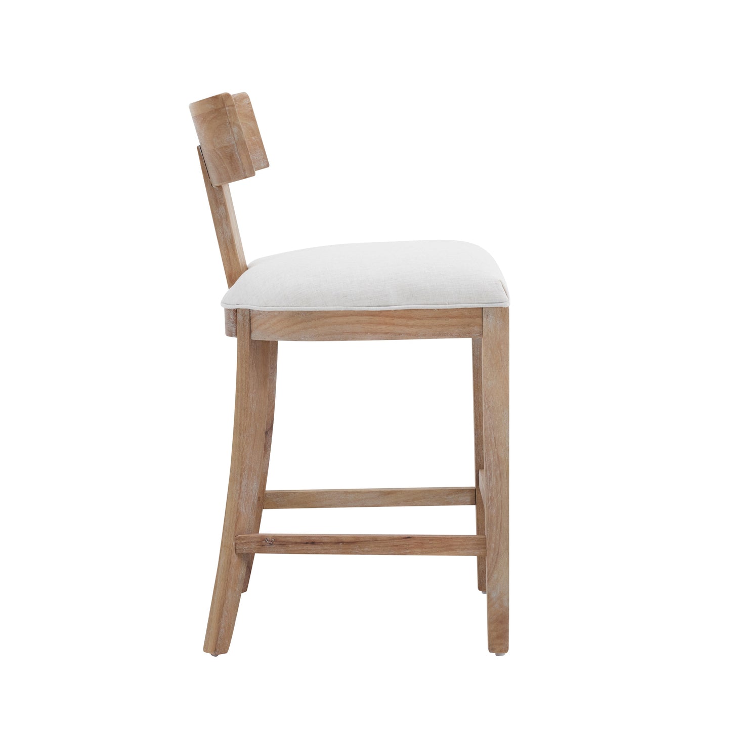 27" Upholstered Counter Stools Set of 2 with Solid Rubber Wood Frame