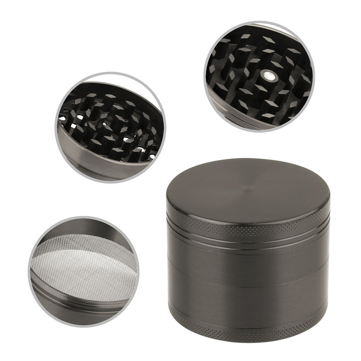 Magnetic Herb Spice Tobacco Grinder 2-inch 4-Piece Zinc Alloy Crusher Kitchen Mill with Pollen Scraper