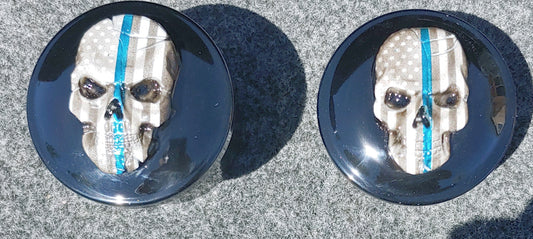 Custom Harley faux and fuel cap Thin Blue line skull