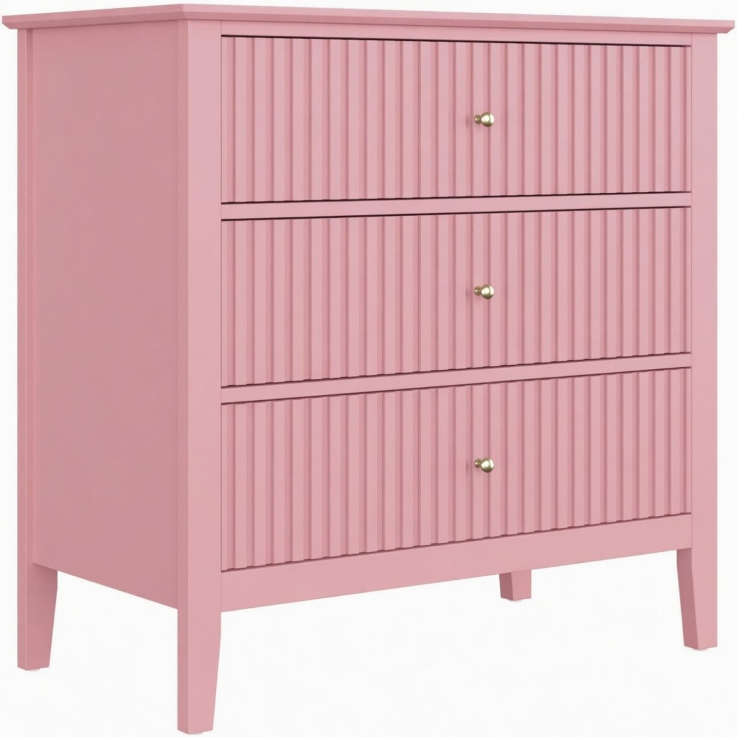 Fluted 3 Drawer Nightstand With Soft Close Slides