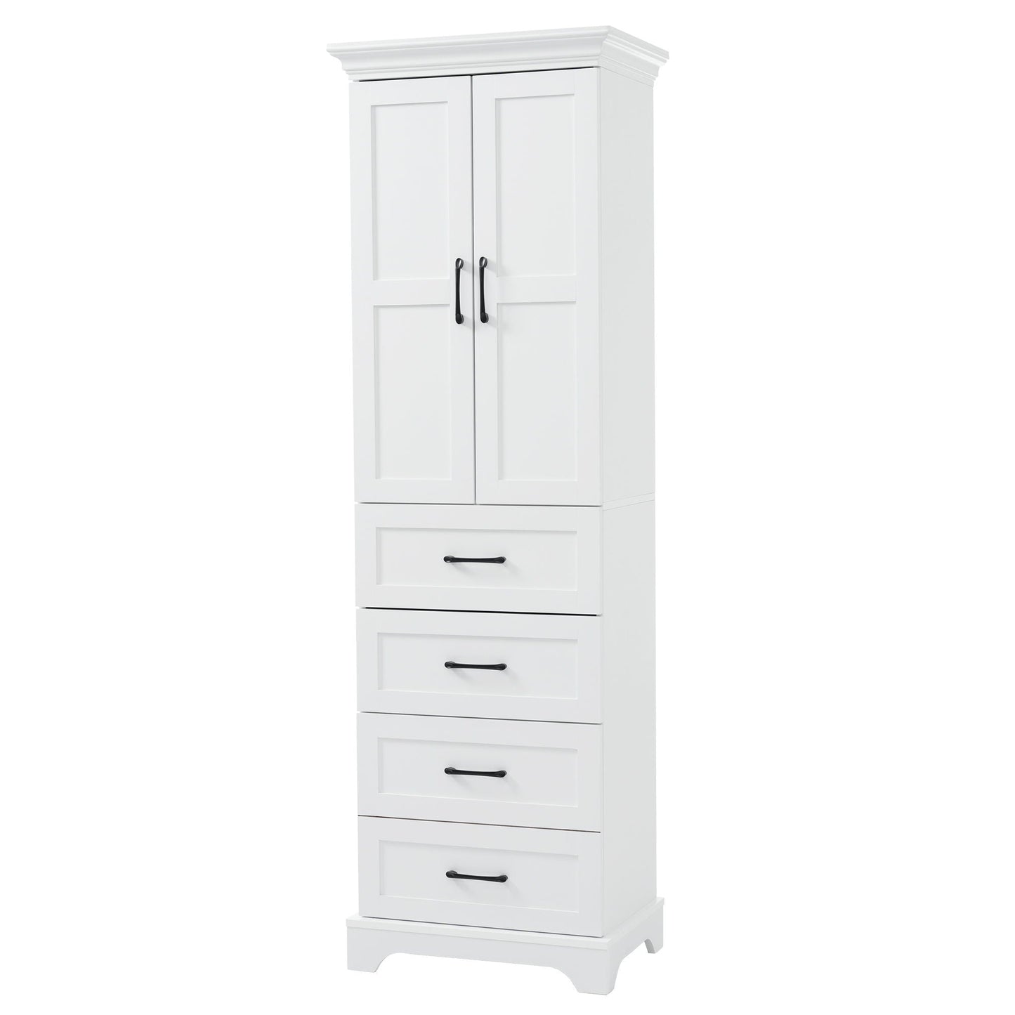 Bathroom Vanity With 2 Damping Hinge Doors, 3 Drawers, Adjustable Shelves - White