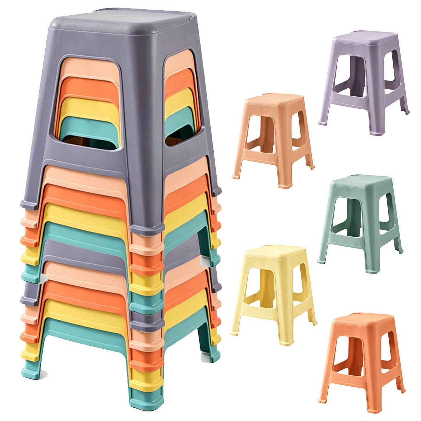 10 Pack Stackable Classroom Stools, 18.8" Height