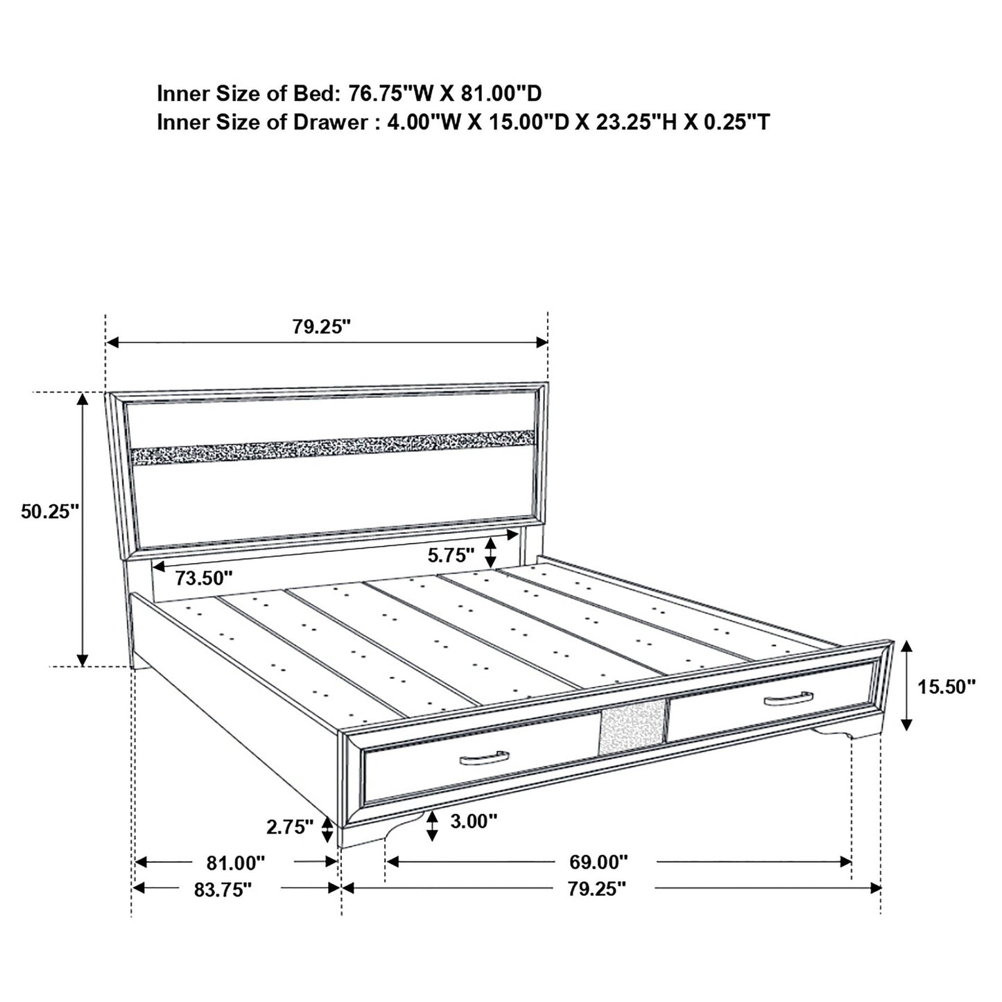 Storage Platform Bed 2 Drawer