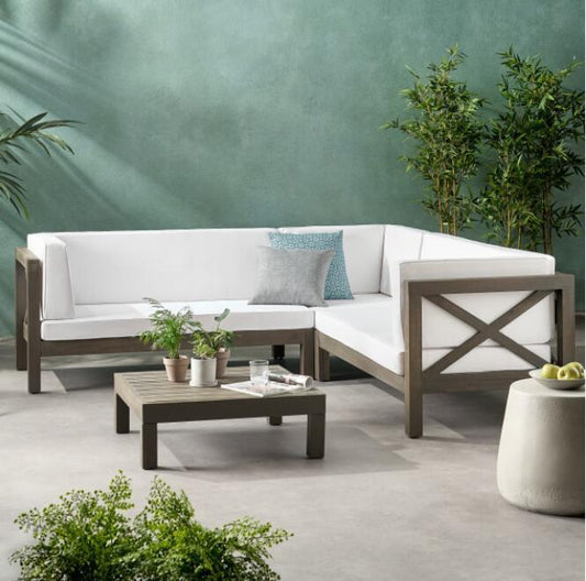 Brava X-Back 4-Piece White Outdoor Sofa Set