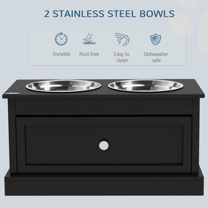 PawHut Large Elevated Dog Bowls with Storage Drawer