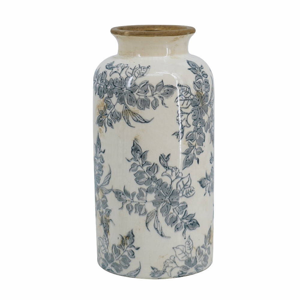 5.3x5.3x10.2" Flower Vase with Floral Pattern