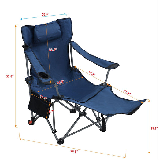 Outdoor Folding Adjustable Reclining Camping Chair with Cup Holder