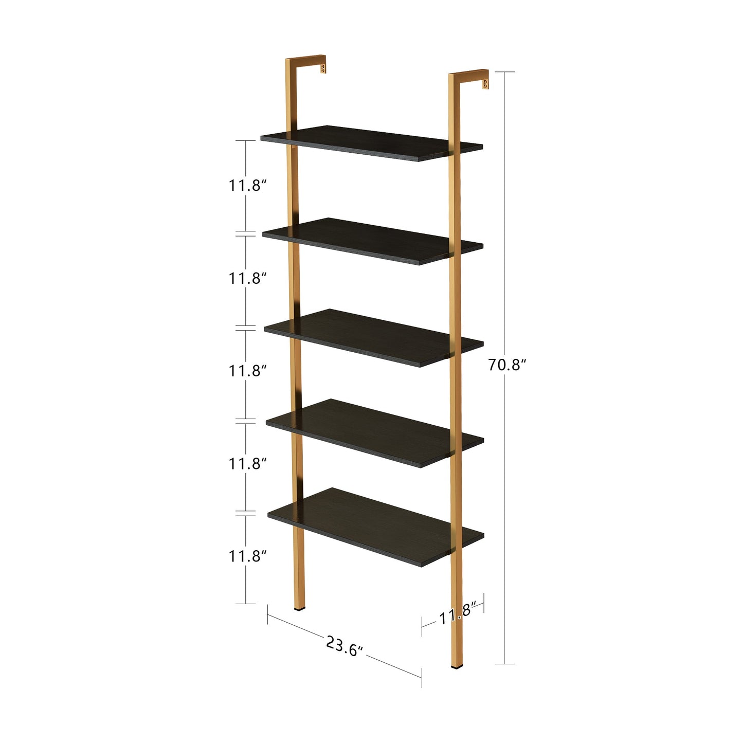 5-Tier Bookshelf Solid Wood Ladder Shelf