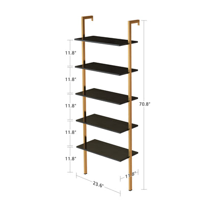 5-Tier Bookshelf Solid Wood Ladder Shelf