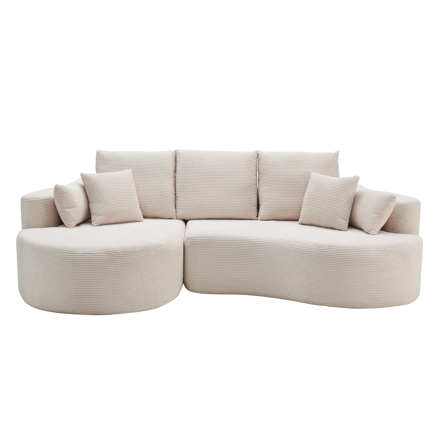 106 in. 2-Piece Fabric Cloud Curved Sectional Corduroy Sofa with Chaise
