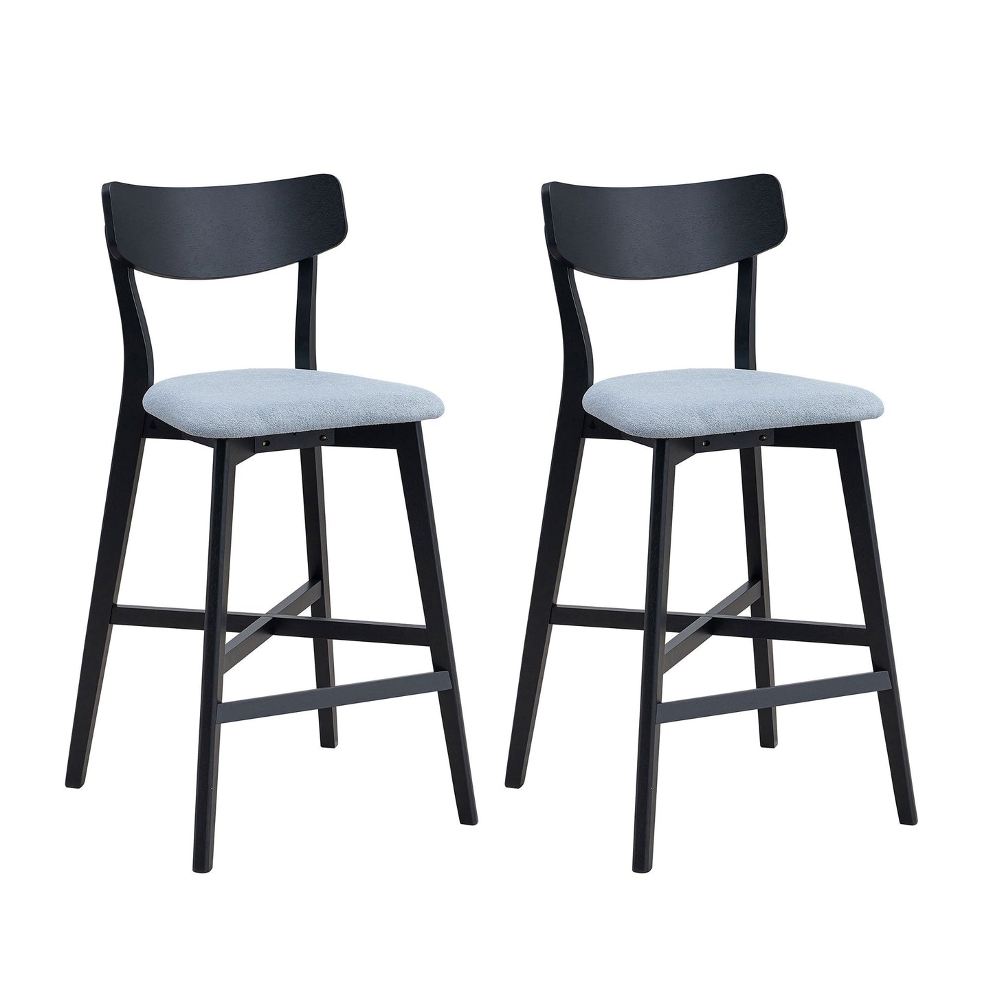 Wooden Bar Chairs Set of 2, Modern Soft Upholstered Kitchen Island Chairs