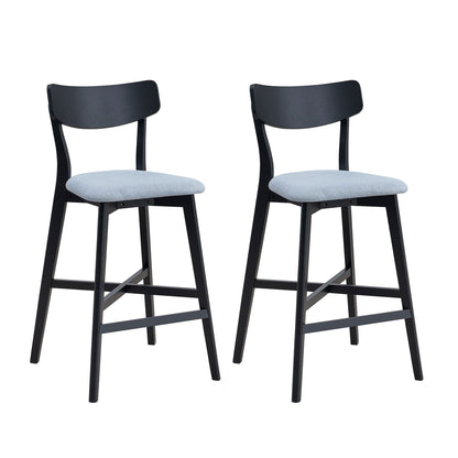 Wooden Bar Chairs Set of 2, Modern Soft Upholstered Kitchen Island Chairs