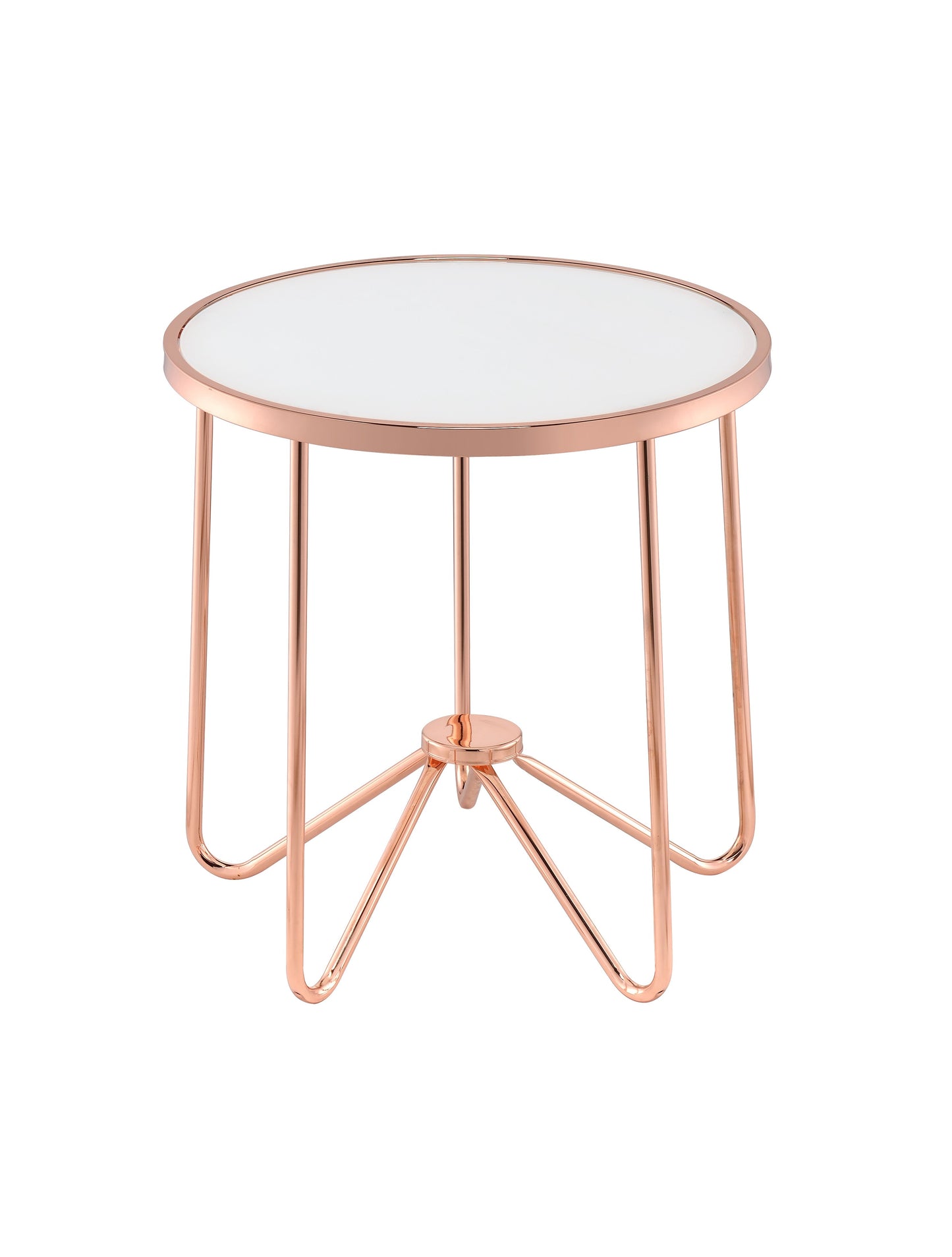 Alivia Frosted Glass & Rose Gold Round Table