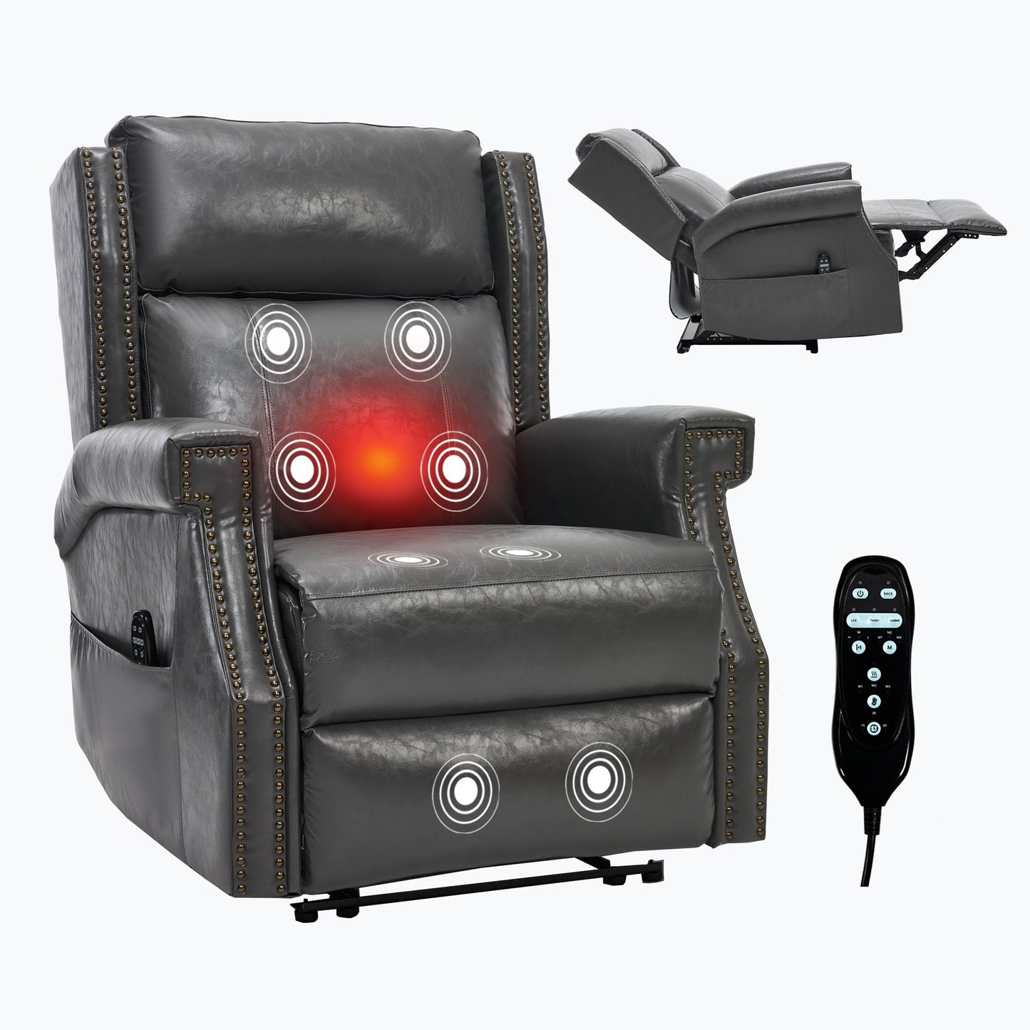 Manual Recliner Chair  With Heavy Duty Motion Mechanism, 8 Vibrating Nodes And 3 Massage Modes For Living Room