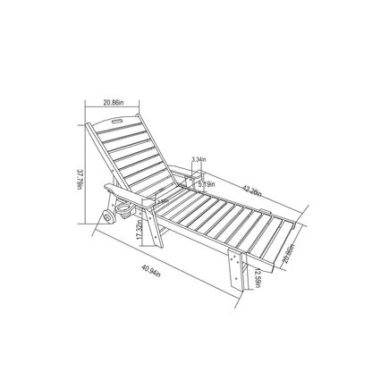 Lounge Chair Outdoor with Wood Texture, HDPE, Adjustable Backrest