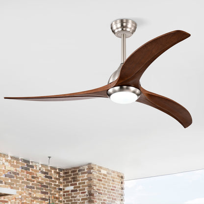 52" Solid Wood Blades Ceiling Fan with Light and Remote Control
