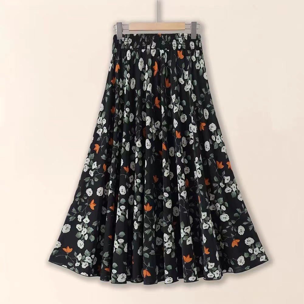 Slimming Pleated Floral Midi Dress